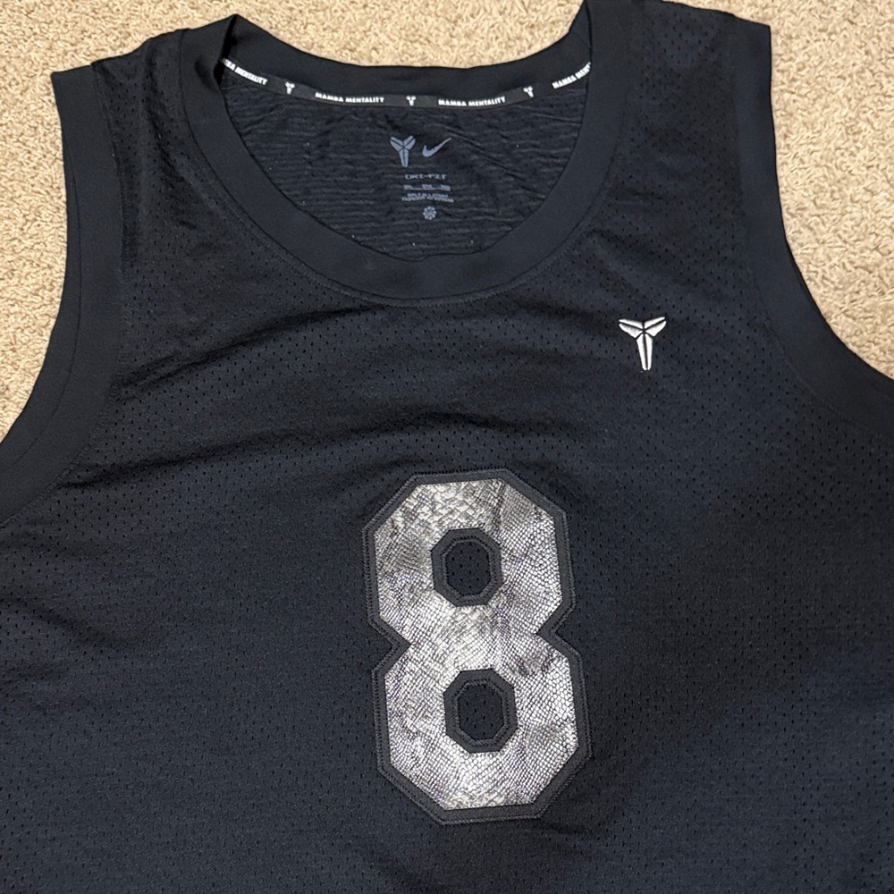 Nike Black and Silver KOBE Basketball Jersey
